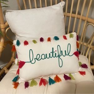 Accent/decorative pillow. “BEAUTIFUL”